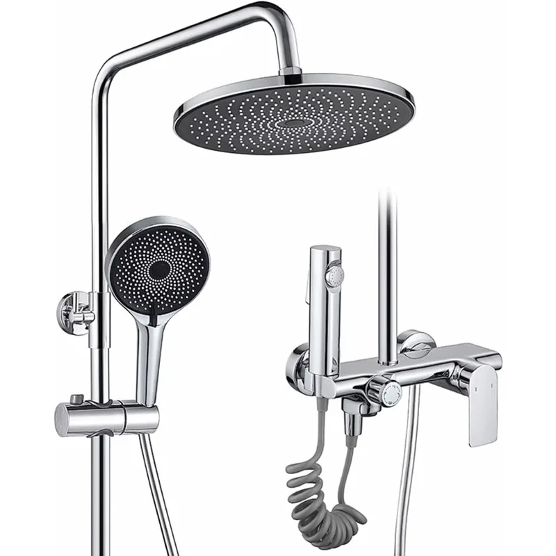Modern Wall Mounted 4 Functions Bath Shower Mixer Set Rainfall Bathroom Shower Set System