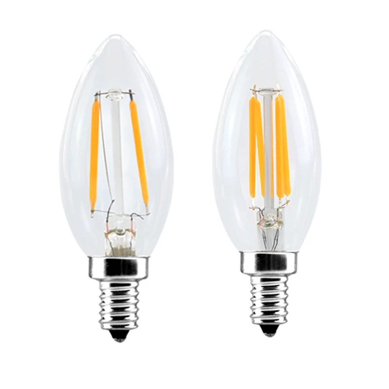 LED Filament Candle Light Bulb E14 220V 240V 2W 4W 8W 12W C35/C35L Vintage Edison Bulb for Chandelier Light Cold/Warm White lamp