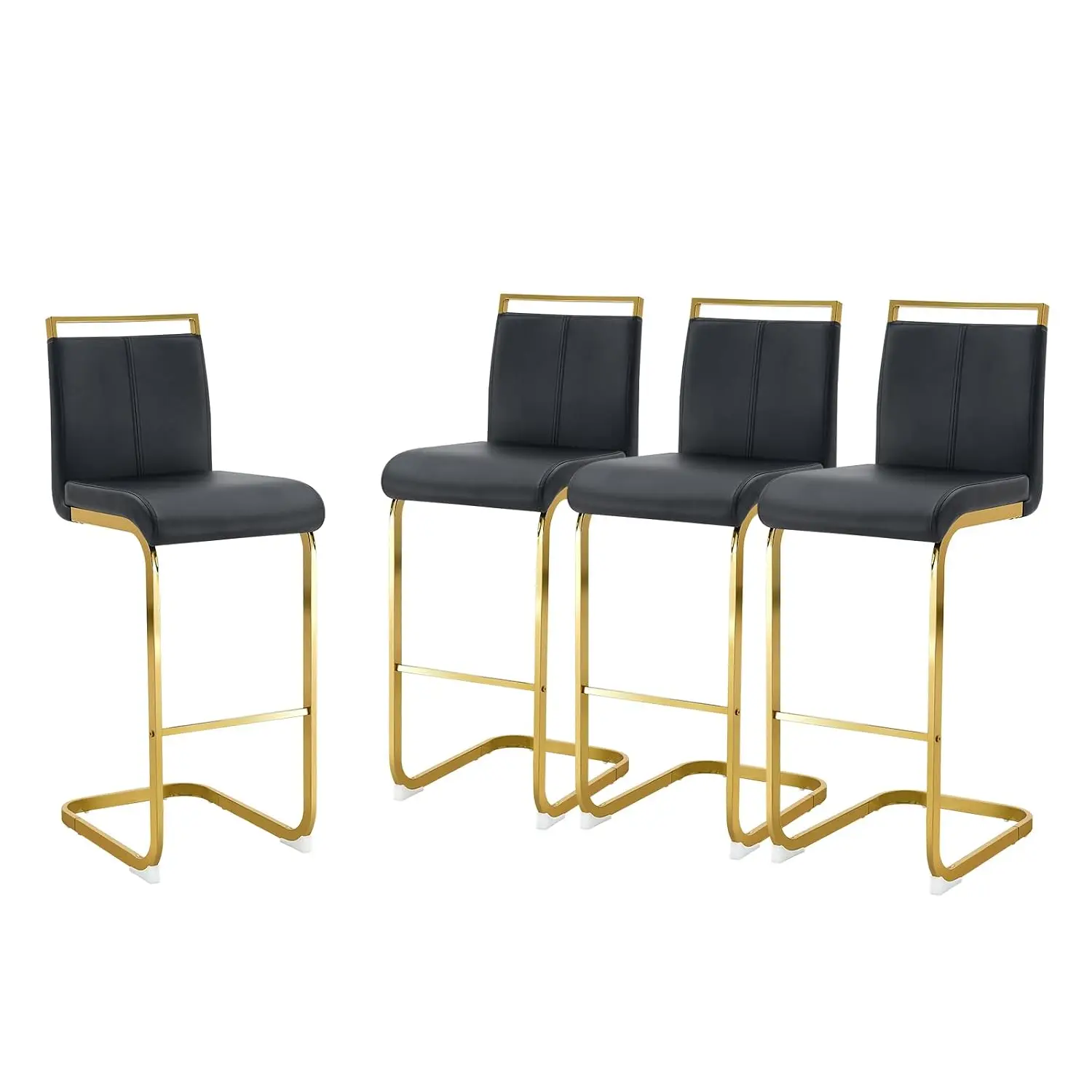 Modern Upholstered PU Leather Bar Stools With Back Chrome Plated Metal Frame 30 Inch Armless Kitchen Island Chairs, Customized