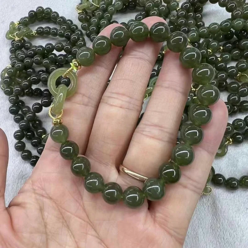 Hetai Jade Qinghai 8Mm Interlocking Bracelet Material, Fine Texture, Good Density, Stylish Design