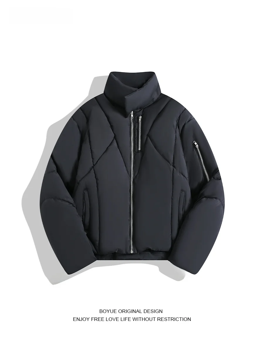 

Boyue American Deconstructed Thiened Cotton Jaet ex Casual Warm Outerwear Zipper Decorated Loose Fit Youth Faion