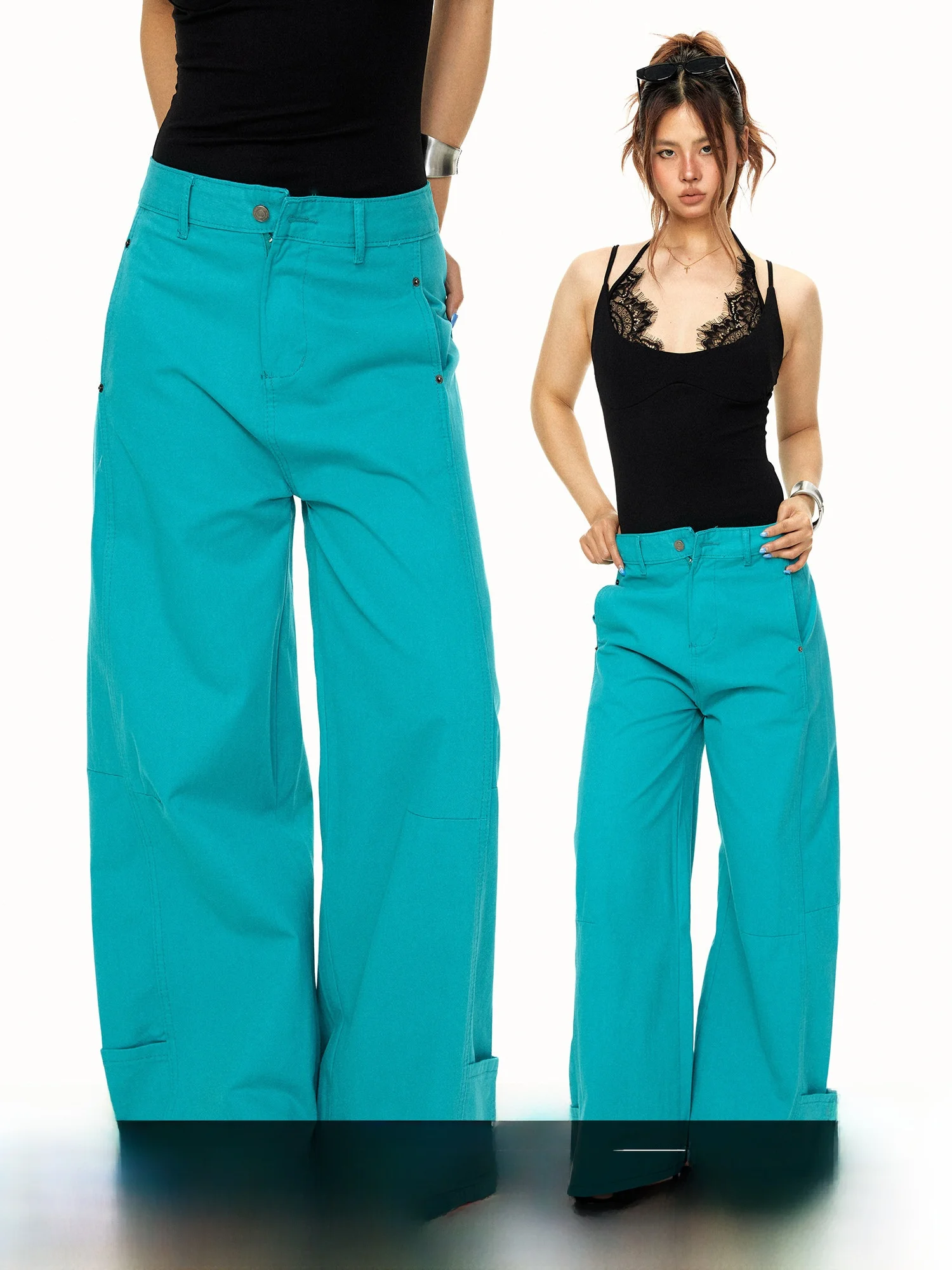 

Blackbb Retro Straight Leg Casual Jeans Women Summer Versatile Loose Slim High Waist Wide Leg Long Pants High Waist Washed