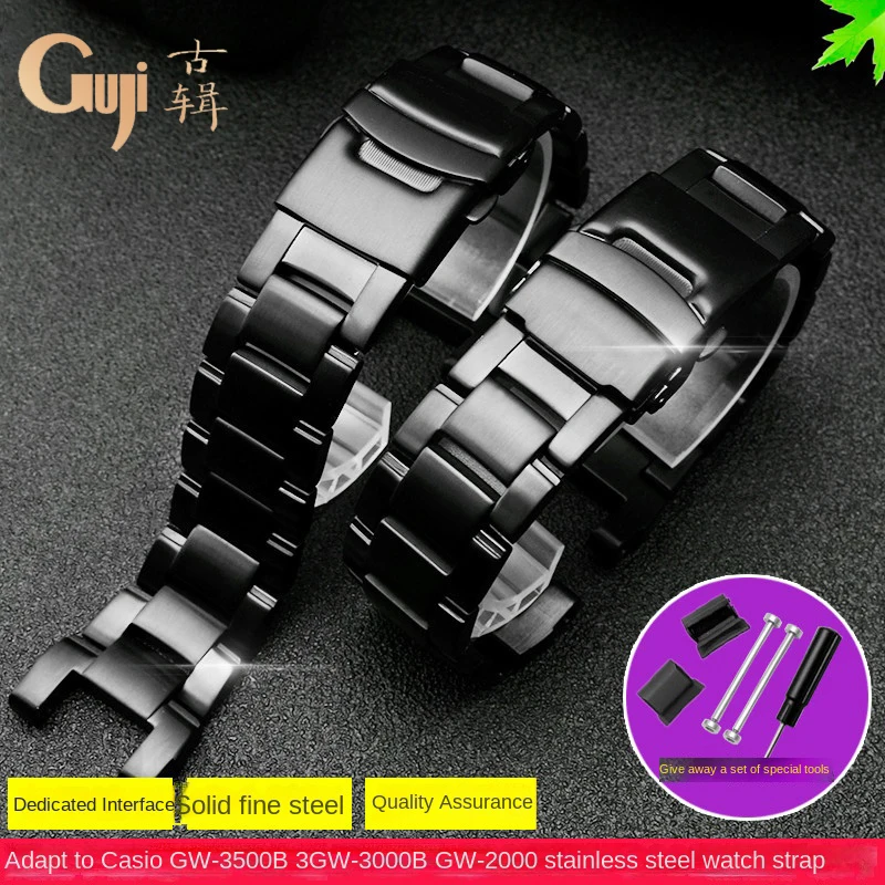 Black stainless steel watch band For Casio G-SHOCK Series 5121 GW-3000/3500/2000 G-1000 men's watch strap replacement bracelet