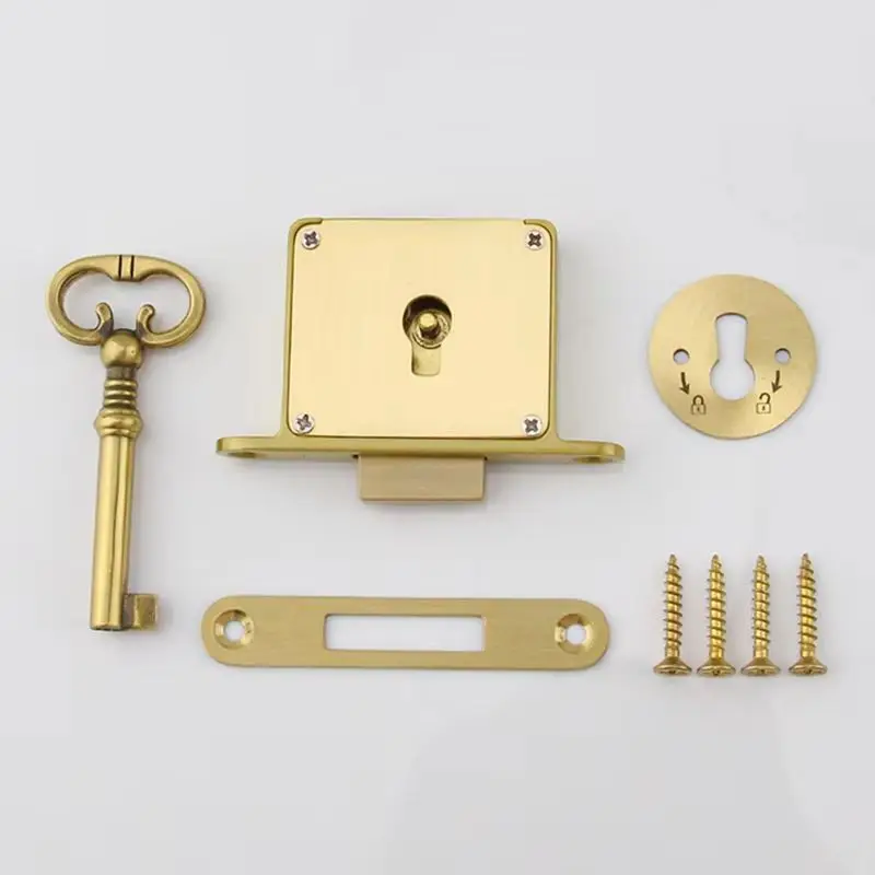 

Retro Vintage 2Pieces Pure Brass Antique Drawer Cabinet Locks Hidden Cupboard Locker File Cabinet Lock Jewelry Box Dresser Locks