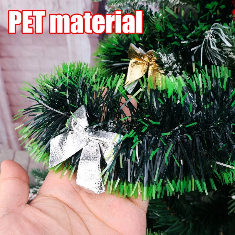 200CM Christmas Tinsel Garland Green Cane Ribbons with Bow Xmas Tree Hanging Ornaments Wedding Christmas Party Home Decoration