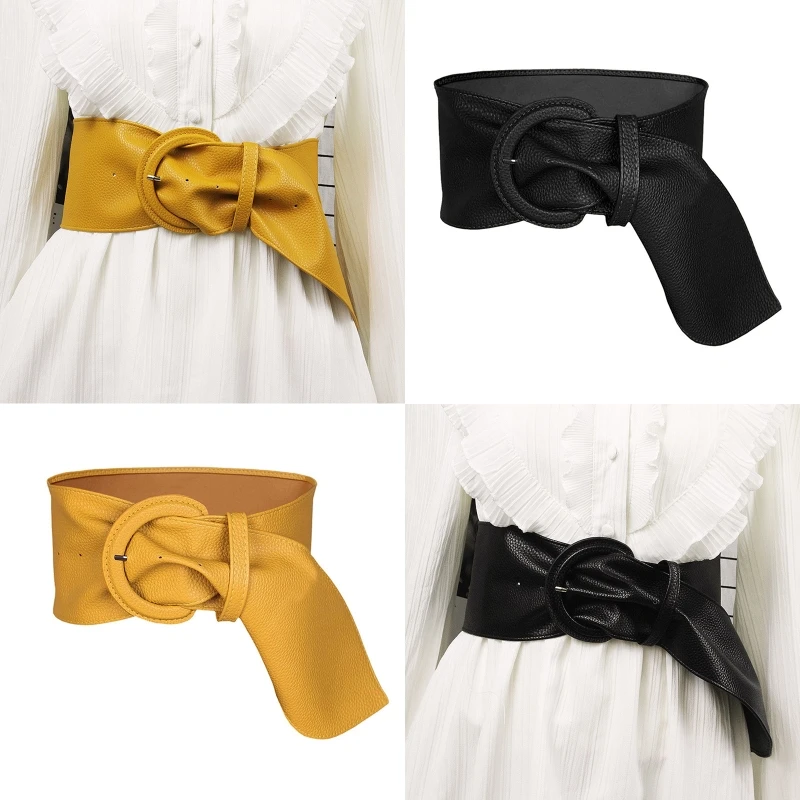 Cinturón corsé cuero sintético para mujer, vestidos, abrigo, vestido, cinturón decorativo, cinturón con sello cintura,