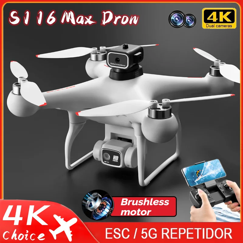 S116 MAX Drone Profesjonalny 5G 4K Podwójna kamera ESC Przepływ optyczny Bezszczotkowy 360°° Unikanie przeszkód WIFI FPV RC Dron Toys VS S128