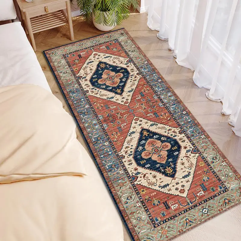 Extra Long Moroccan Hallway Rug, American Vintage Long Carpet For Laundry Room, Hallway, Kitchen And Stairs - Machine Washable