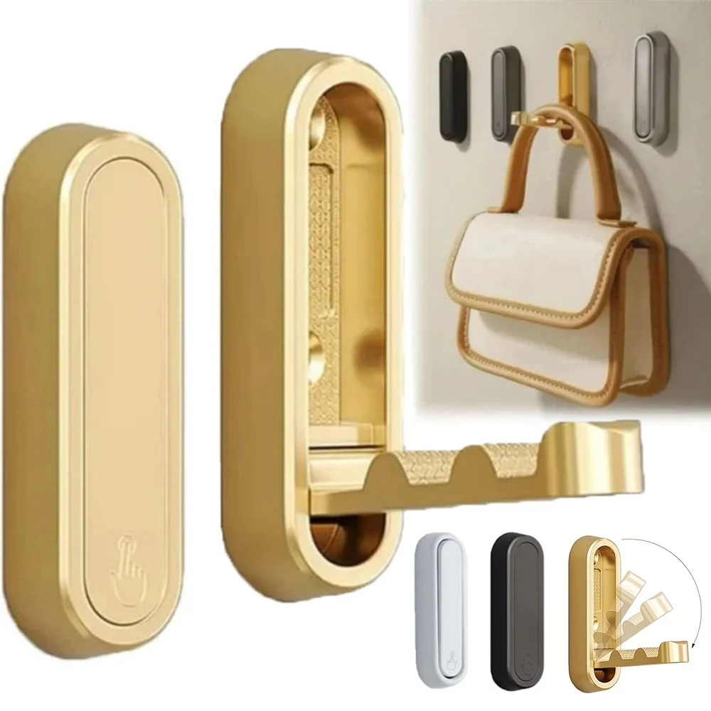 1-3pc Folding Wall Hook Concealed Towel Coat Hanger Bathroom Wardrobe Door Hooks Home Heavy Duty Flip Down Robe Hook Storage