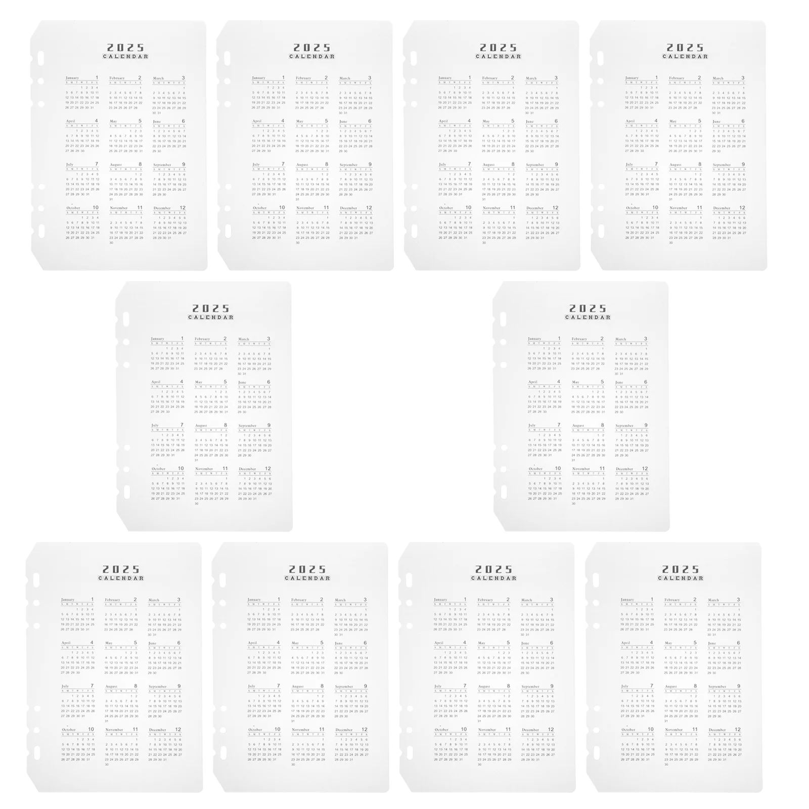 

10 шт. календарь с матовой рамкой, сменные стержни для планировщика, Pp, еженедельные разделители, переплет, прозрачные органайзеры, ежемесячные аксессуары, вставки