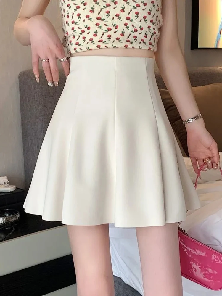 Casual doce uma linha saias femininas de cintura alta moda coreana sexy mini saia feminina chique estilo preppy elegante saias plissadas