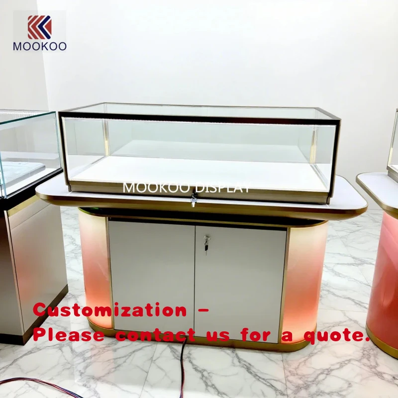 custom.Glamorous Pink Modern Display Rack with LED Light 6 Shelves Easy Assembly-Elegant and Stylish Product