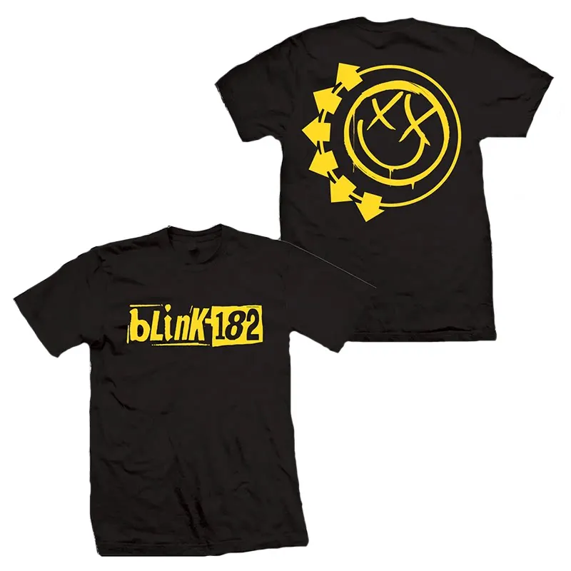 Camiseta Hot Blink 182 - Ilustración de Conejo Punk Sonriente - Estilo Retro Americano Vintage