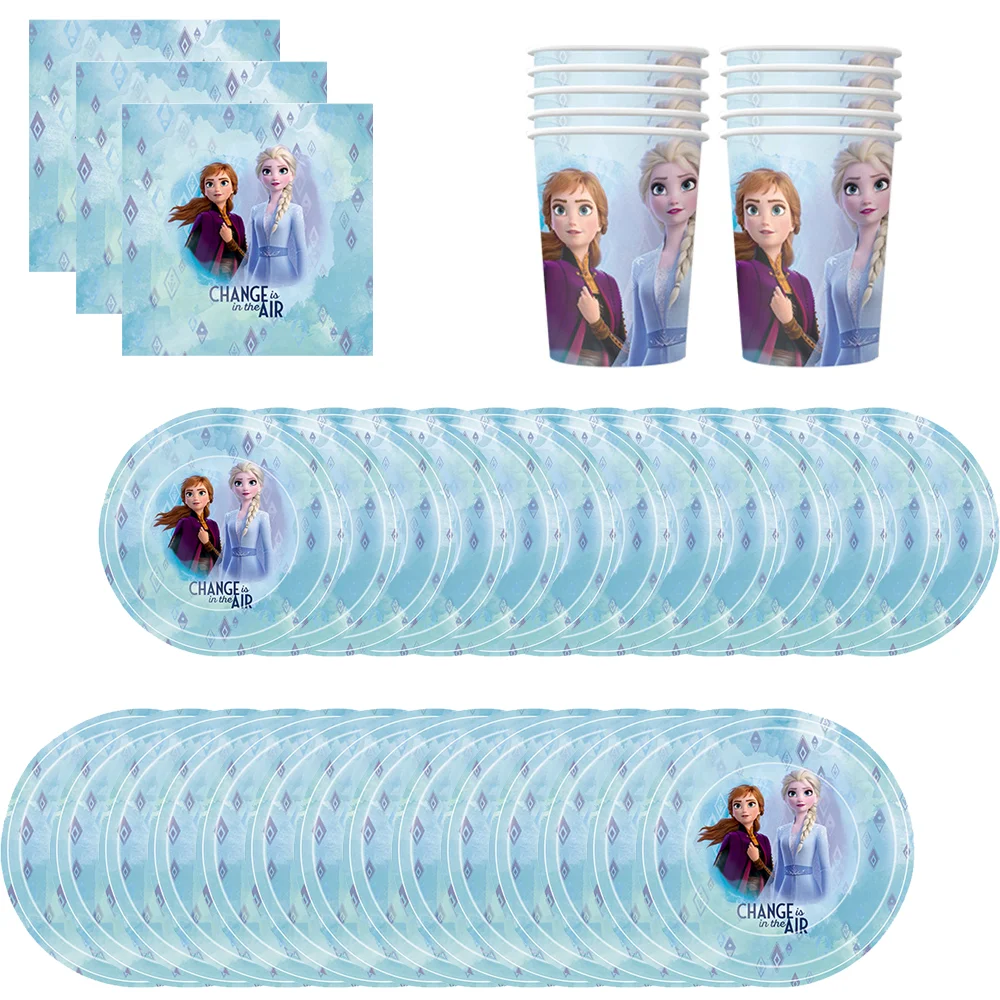 Disney Frozen Elsa Theme Birthday Decorations Party Disposable Tableware Paper Napkins Cups Plates Tablecloths Straw