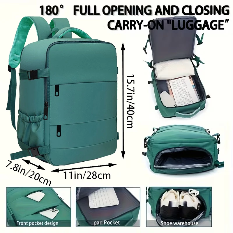 Easy Carry Airplane Approved Backpack, Minimalist Solid Tone Multi-pocket Daypack for Daily Commute and Holiday