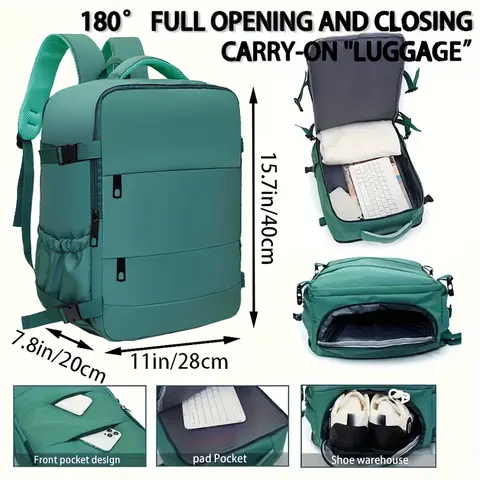 Easy Carry Airplane Approved Backpack, Minimalist Solid Tone Multi-pocket Daypack for Daily Commute and Holiday