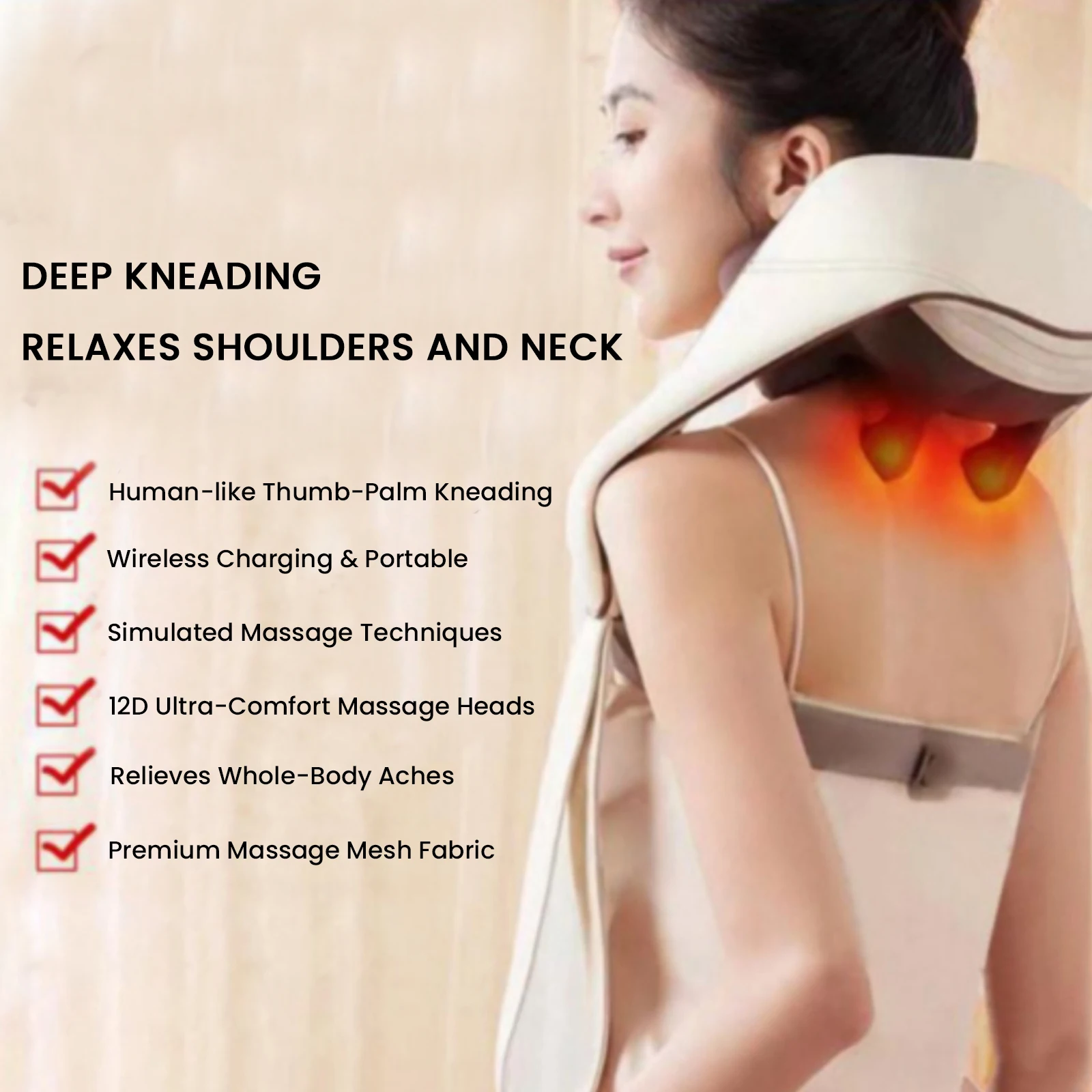 

Перезаряжаемый массажер для шеи и плеч, беспроводной массажер для плеч и спины, шаль-трапеция для шеи, шейного отдела Masajeador