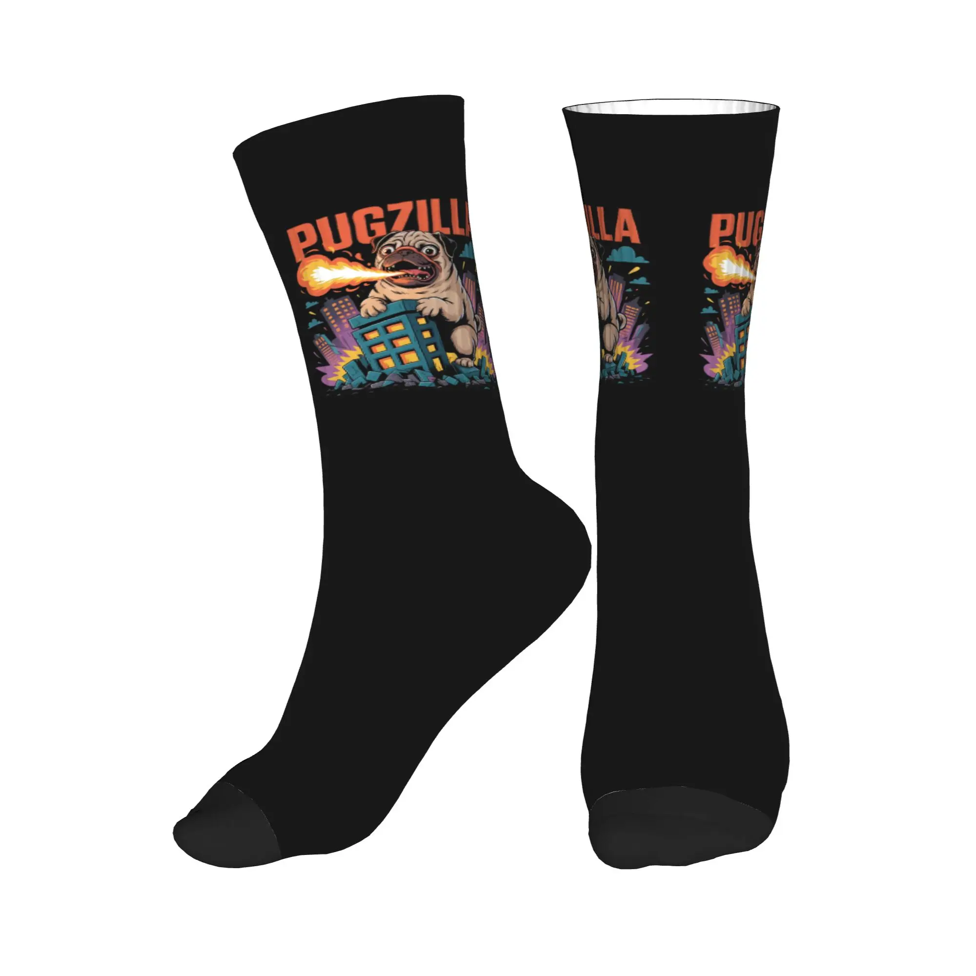 

Novelty Printing Pugzilia Pug Dog Socks for Women Men Stretchy Summer Autumn Winter Crew Socks