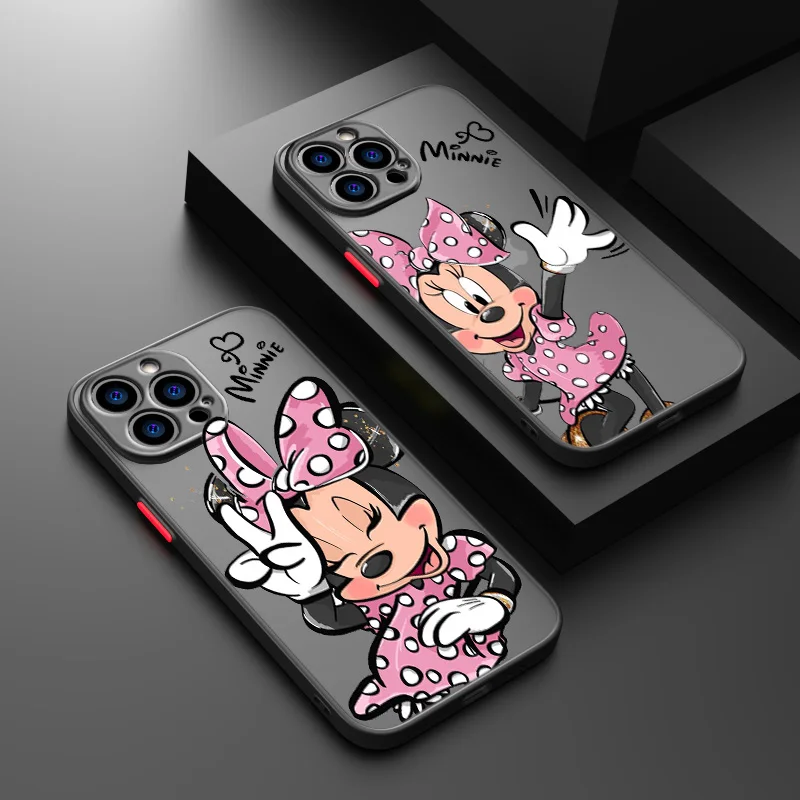 Minnie Mickey Donald Duck For iPhone 15 Ultra 14 13 12 11 Mini XS XR X 8 7 Pro Max Plus Frosted Translucent Phone Case