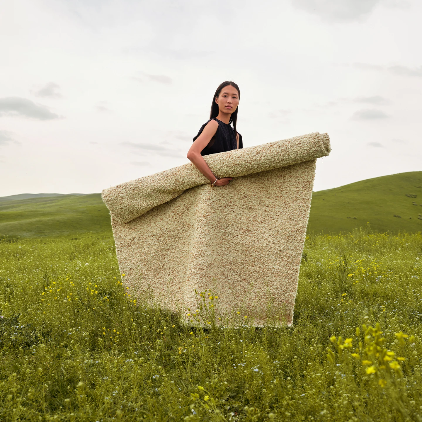 

Импортный ковер из 100% шерсти для гостиной, сплошной цвет, простой кремовый стиль, роскошный ковер, мягкий, без клея, экологическая, ручная работа, спальня