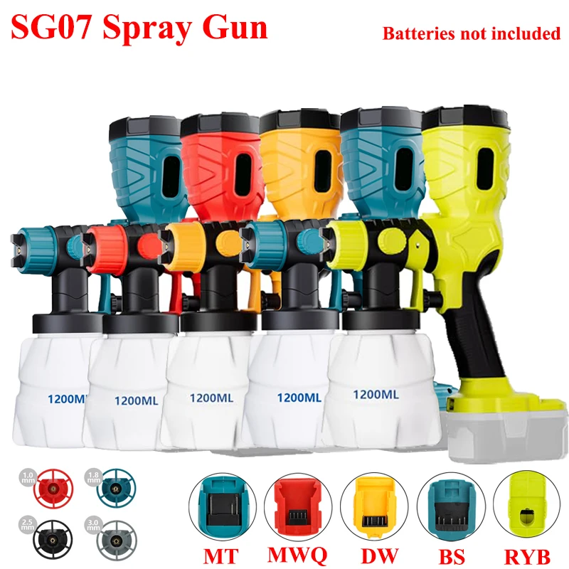 Cordless Electric Spray Gun for Makita/Milwaukee/DeWalt/Bosch/Ryobi 18/20V Battery Ideal for Furniture Spraying and DIY Projects