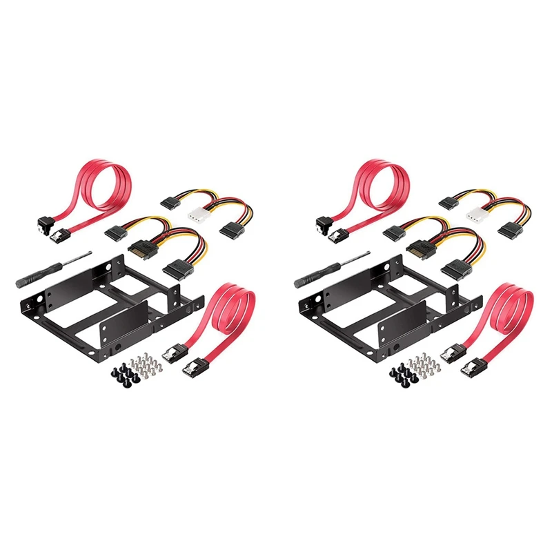 

2X Dual SSD HDD Mounting Bracket 3.5 To 2.5 Internal Hard Disk Drive Kit Cables 2.5 Hard Disk Drive To 3.5 Bay Tray