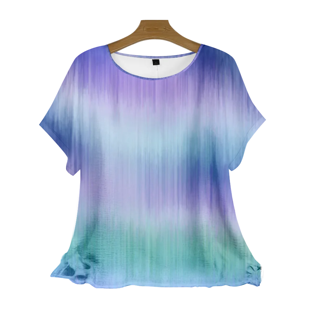 Letnia koszula Tie Dye Bluzka z krótkim rękawem Stylowa moda Streetwear Damska koszula Harajuku O-Neck Basic Top Chic Blusas De Mujer