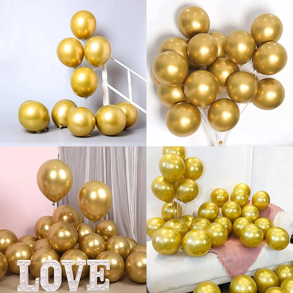 10/20/30pcs Metallic Gold Silver Latex Balloons Chrome Blue Purple Birthday Ballon Wedding Party Decor Baby Shower Helium Globos