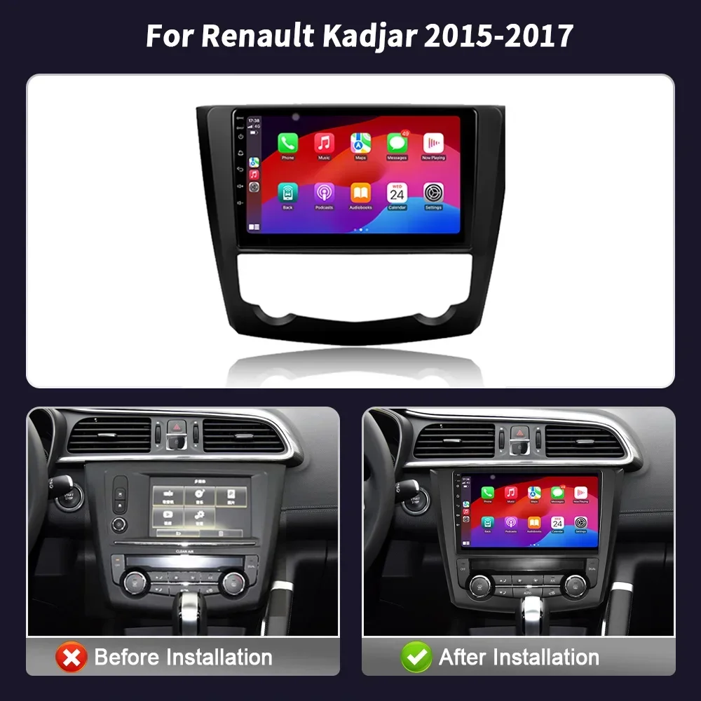 For Renault Kadjar 2015-2017 Android Car Radio Multimedia Navigation Wireless BT Carplay Stereo System 4G GPS Head Unit Screen