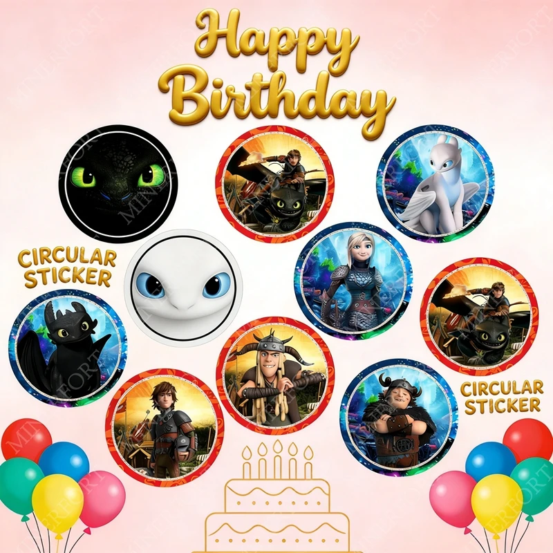 How to Train Dragon Runde Etikettenaufkleber, Papieraufkleber, Scrapbooking-Aufkleber, Party-Geschenkdekorationen, Etiketten