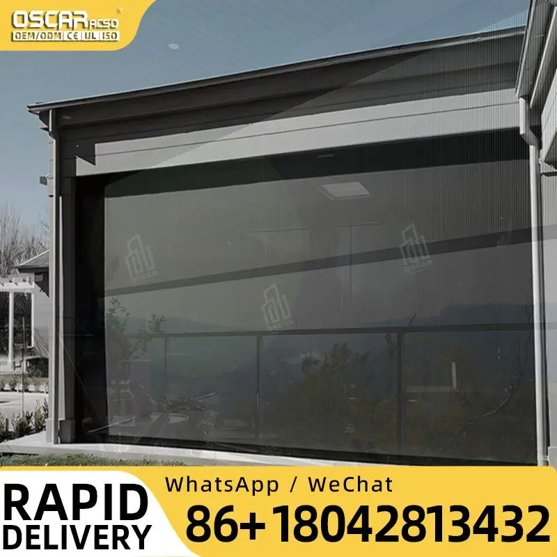 Electric Outdoor Roller Blinds Motorized PVC Windproof Waterproof Patio Balcony Garden Smart Weatherproof Shades Rolling Blind