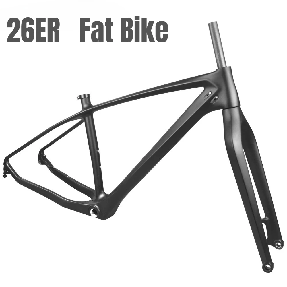 

Комплект рамы для фэтбайка 26ER из карбона с вилкой, BSA BB100, сквозная ось 197x12 мм, для покрышек 5.0, для бездорожья