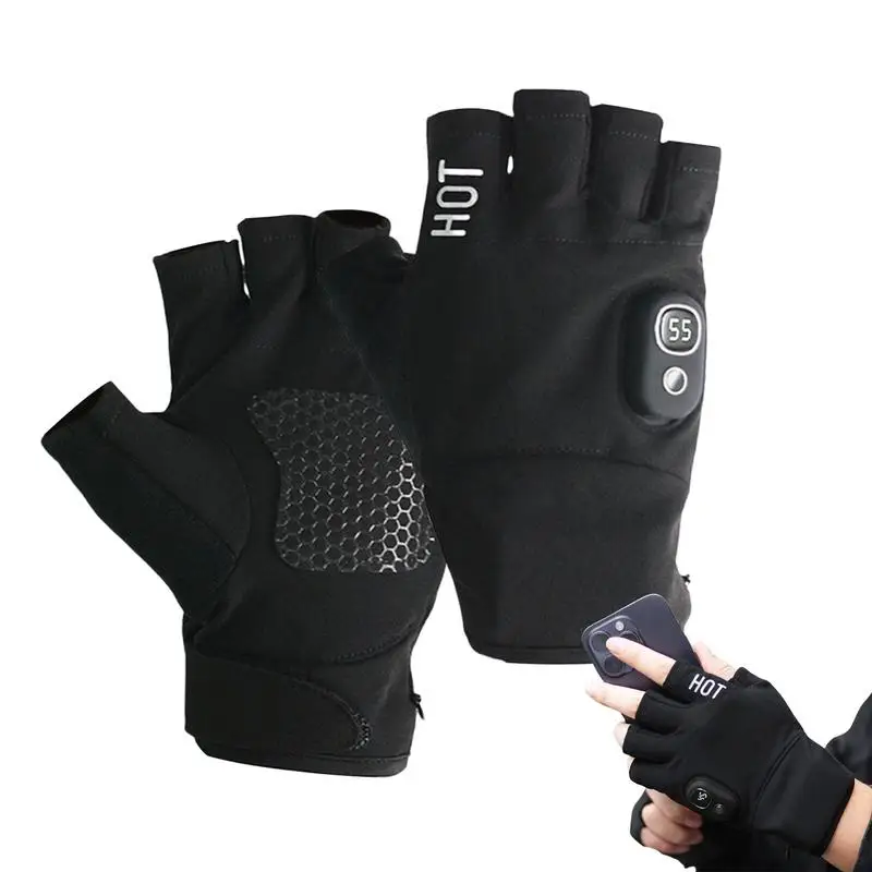 Warming Gloves Heated Motorcycle Fingerless Gloves 3 Temperature Settings Heated Mittens Cold Weather Accessories Hand Warmer