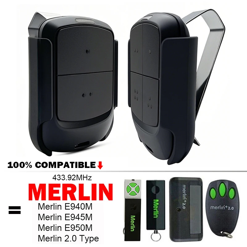

100% совместимый пульт дистанционного управления MERLIN для Merlin 2.0 Тип E940M E945M E950M 433,92 МГц Пульт дистанционного управления для гаражных ворот