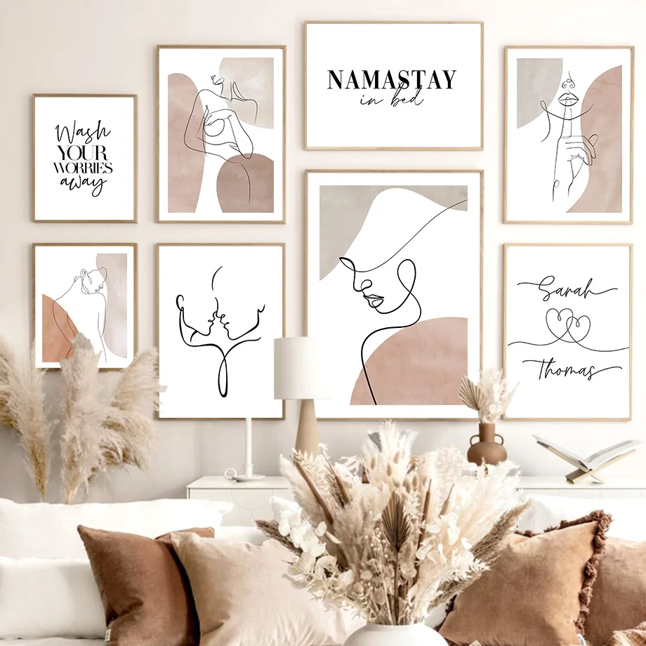 

Abstract Sexy Woman Face Lines Wall Art PaintingCanvas Nordic Aesthetic Posters And Prints Wall Pictures For Living Room Decor