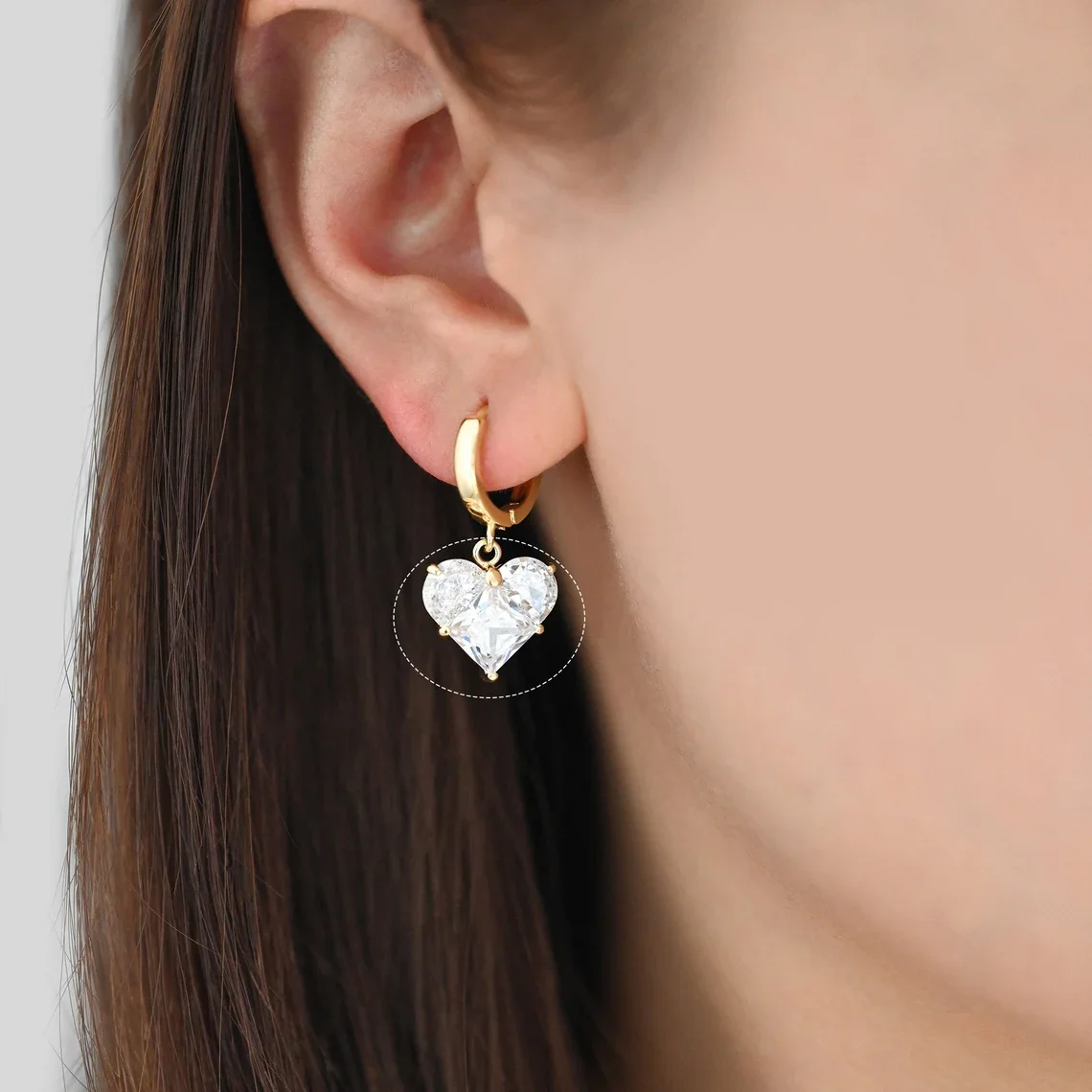 2 pieces CZ pave Gold Heart Charms 20x14mm, 18K Gold Plated Brass Heart Pendants