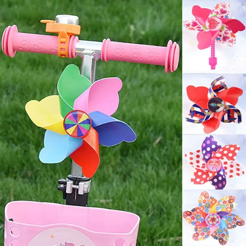 10 Styles Children Bicycle Windmill Long Pole/ Short Pole Plastic Windmill Accessories Cartoon Colorful Pinwheel