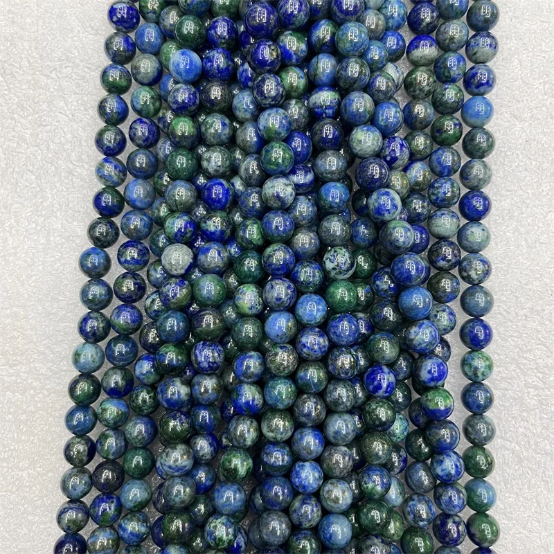 8MM Brazilian Green Blue Azurite Loose Genuine Gemstone Natural Stone Beads for Jewelry Making Bracelet DIY Handmade Crafts