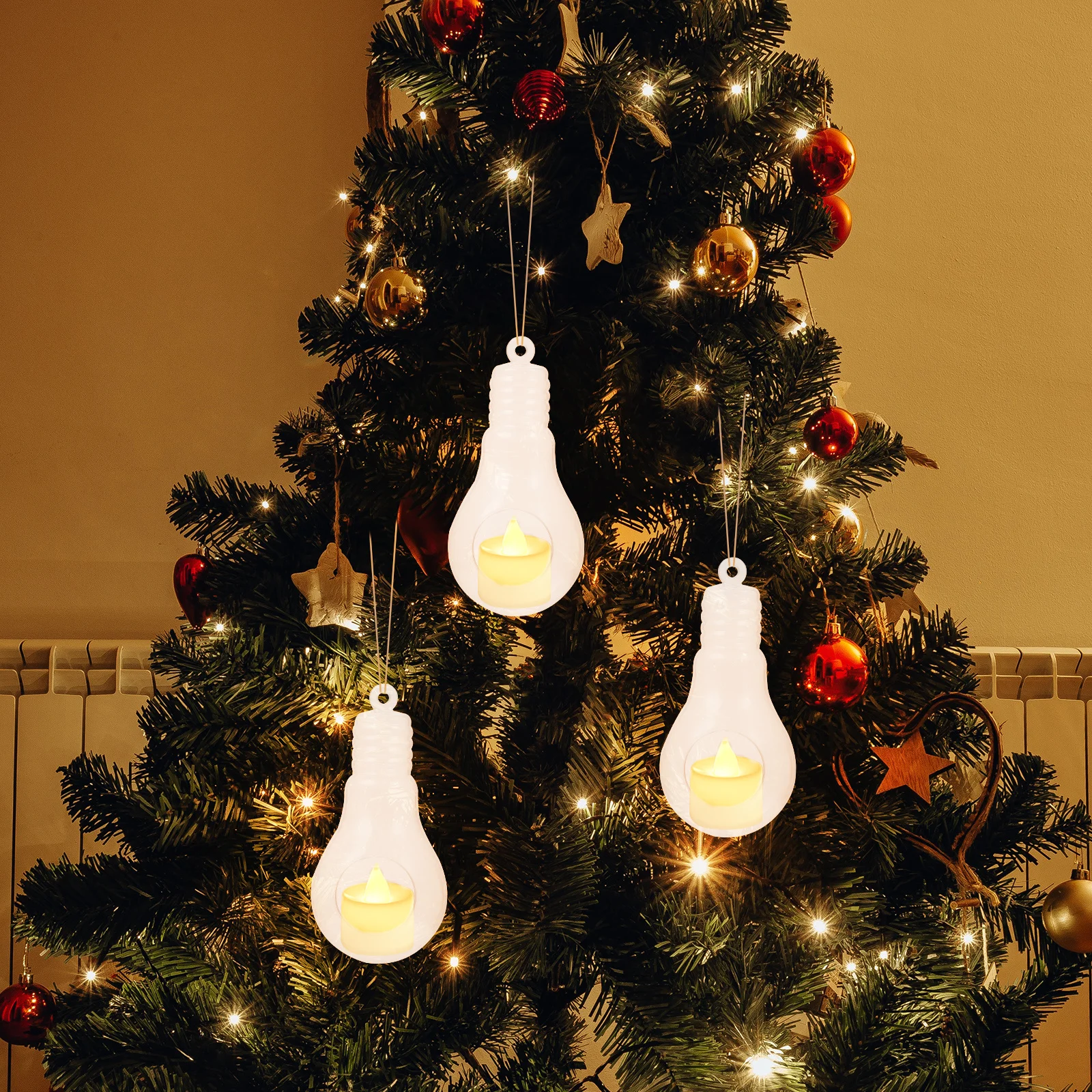 

12Pcs Christmas Hollow Ball Pendant LED Electronic Decorative Hanging Ornament for Xmas Tree Party Home Window