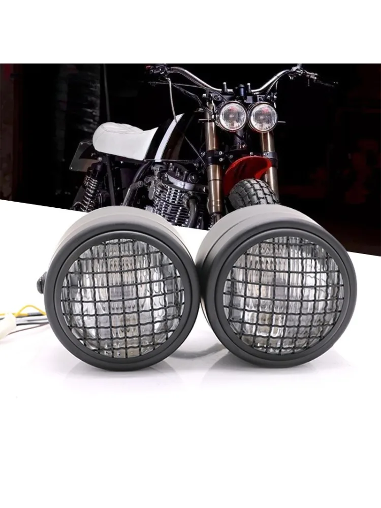 

12V Universal Retro Headlight Conversion Kit for Harley Motorcycles Dual Round Halogen Headlight Assembly