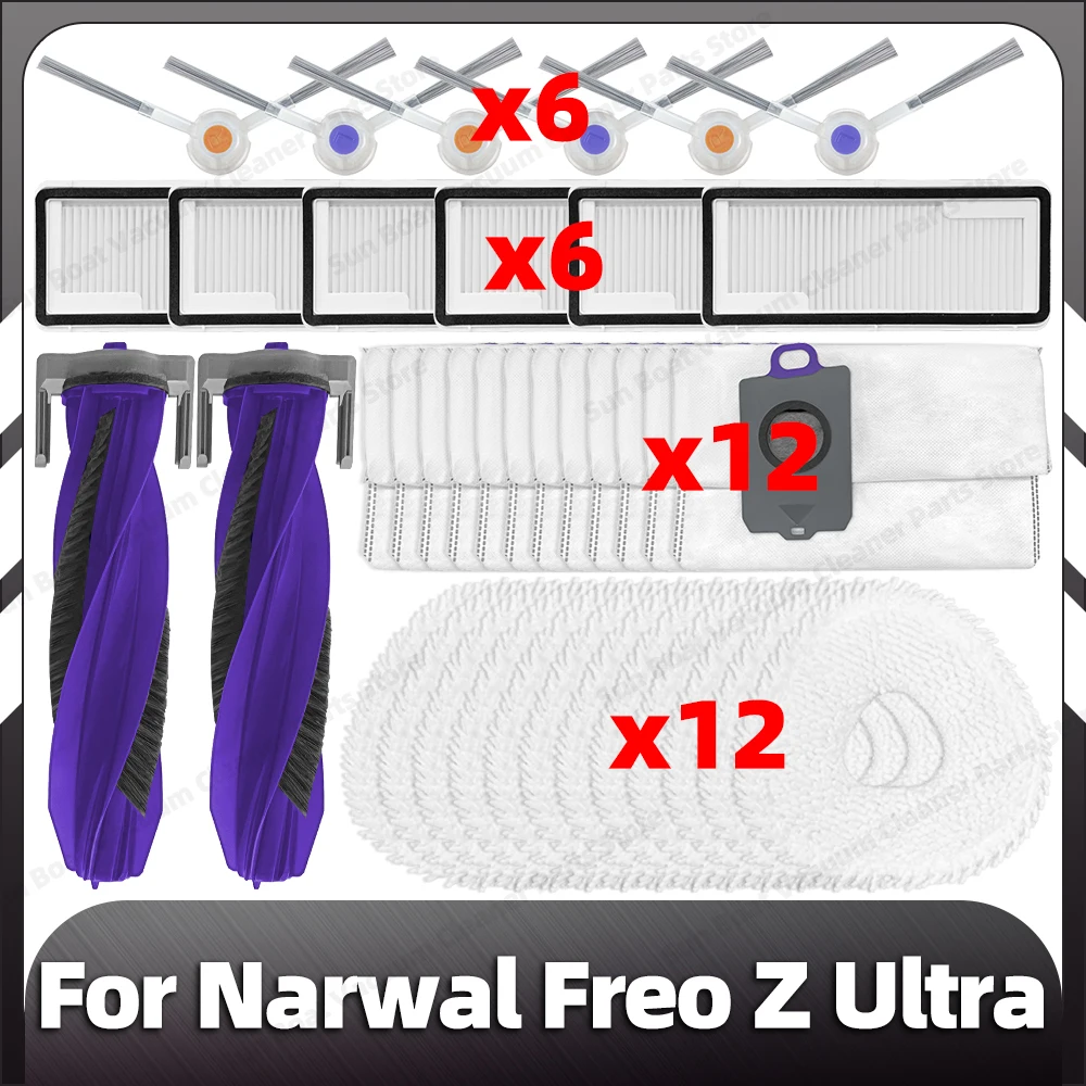 

Compatible for Narwal Freo Z Ultra Replacement Main Side Brush HEPA Filter Mop Pads Dust Bags Spare Parts Accessories