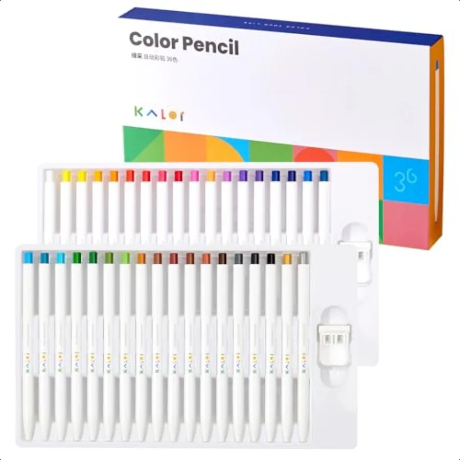 

KALOR 36 Premium Color Mechanical Pencil Set Refillable Soft Lead Cores 36 Count Pack of 1 Color Box Drawing Sketching Pens Pai