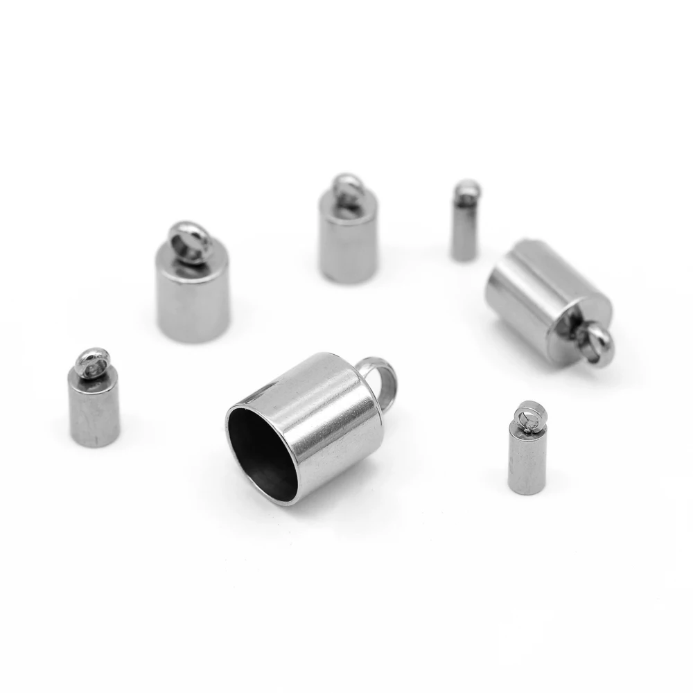 1.5/2/3/4/5/6/8mm Stainless Steel Tassel Leather Cord End Crimp Caps Beads End Tip Cap For DIY Necklace Bracelet Jewelry Making