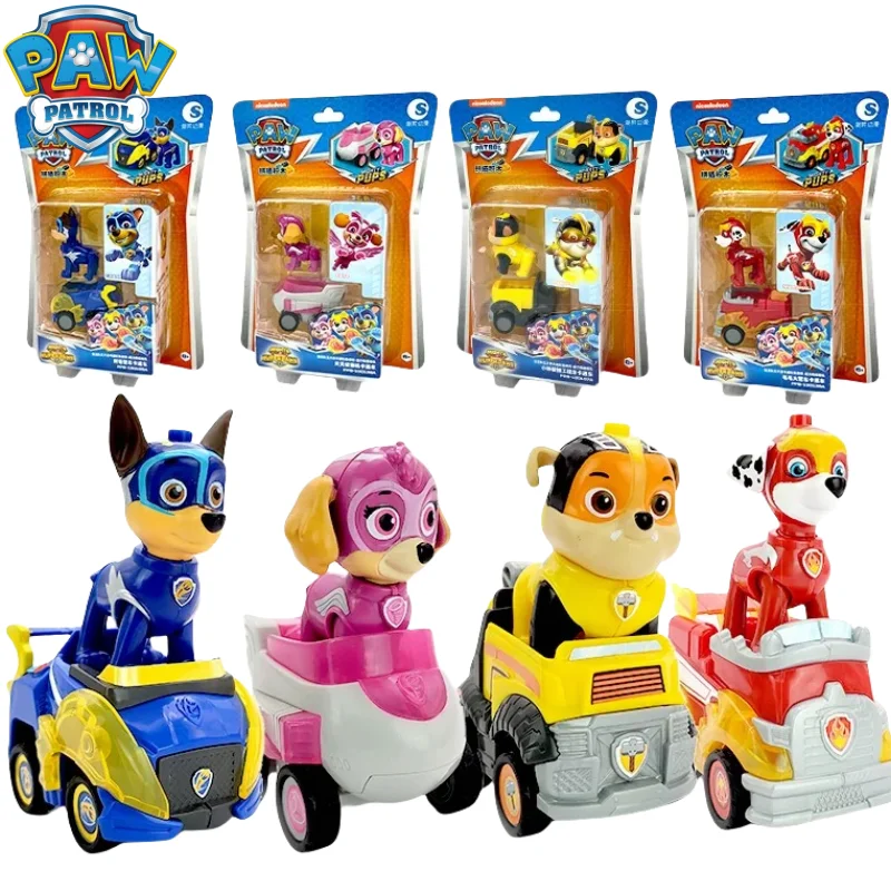 Original Paw Patrol Pull Back Car Series Vehicle Car Ryder Tracker Everest Chase Rex Skye Rocky Marshall Action Figure Toy Gift