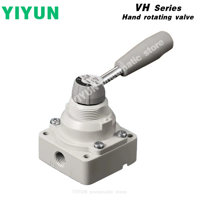 

1 шт. VH200 VH201 VH202 VH210 VH211 VH212-02 F02 N02-R YIYUN пневматический трехпозиционный четырехпортовый ручной поворотный клапан серии VH