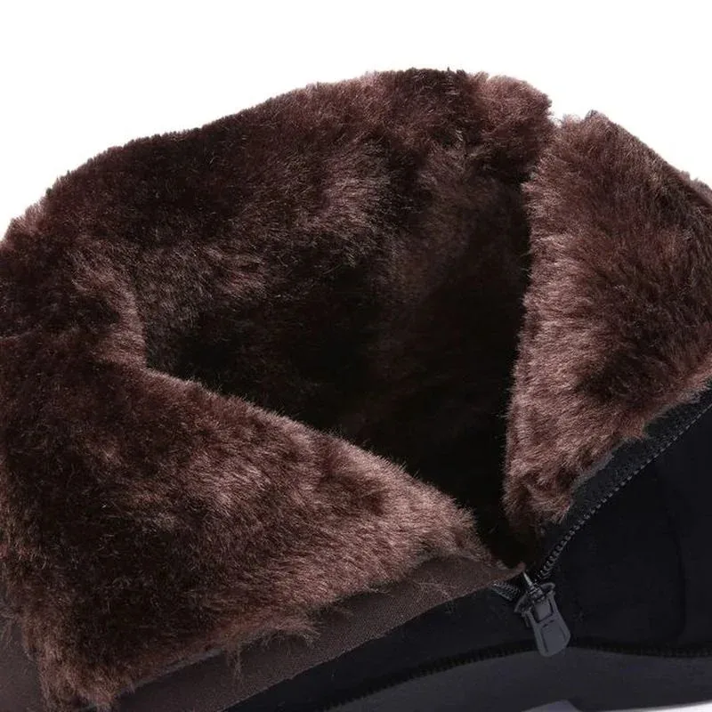 New Winter Strong Thick Bottom Leather Short Plush Fur Lined Women Short Ankle Winter Snow Boots Super Warm Warm Platform Shoes