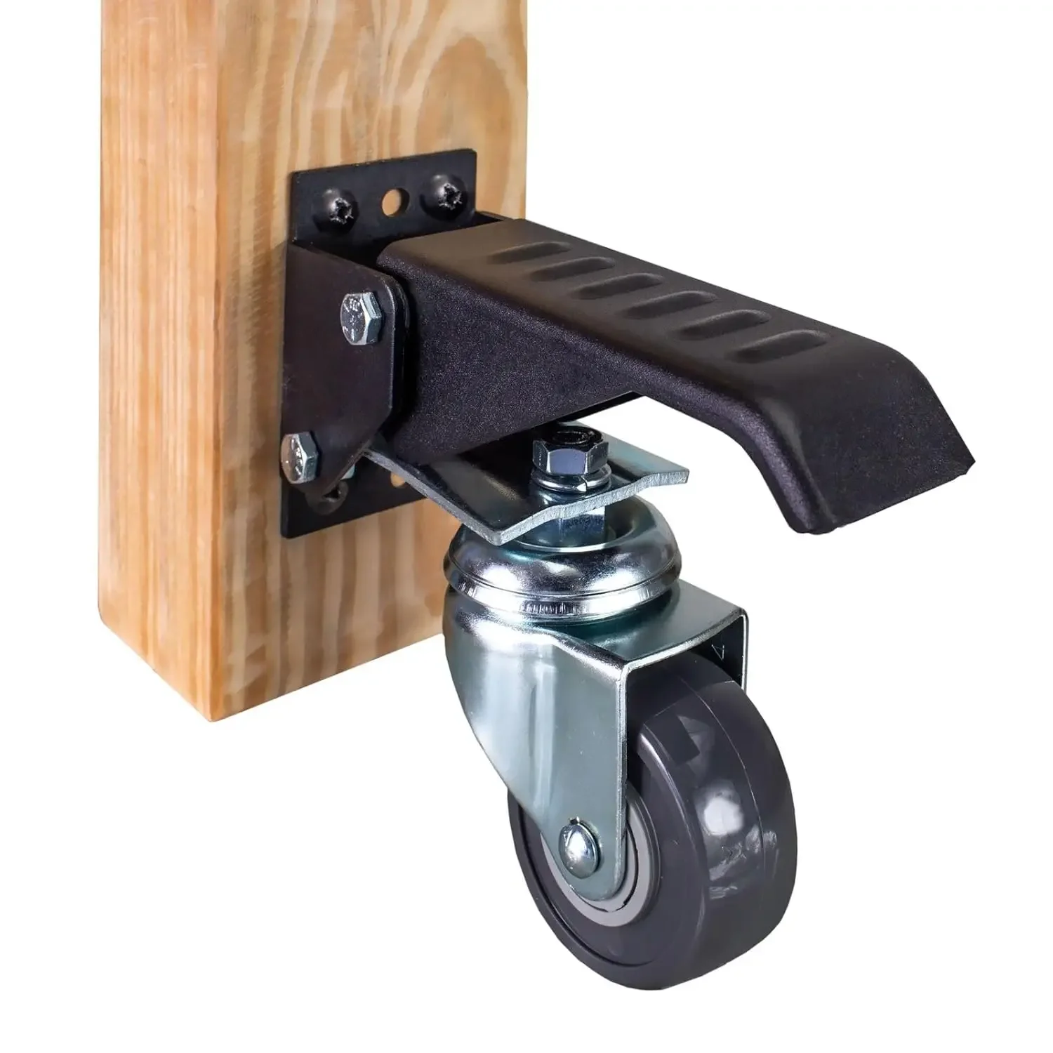 Workbench Caster Kit Set of 4 with Side Mounting Options & 400 lbs Loads, 2-1/2 Inch Retractable Stepdown Caster Wheels