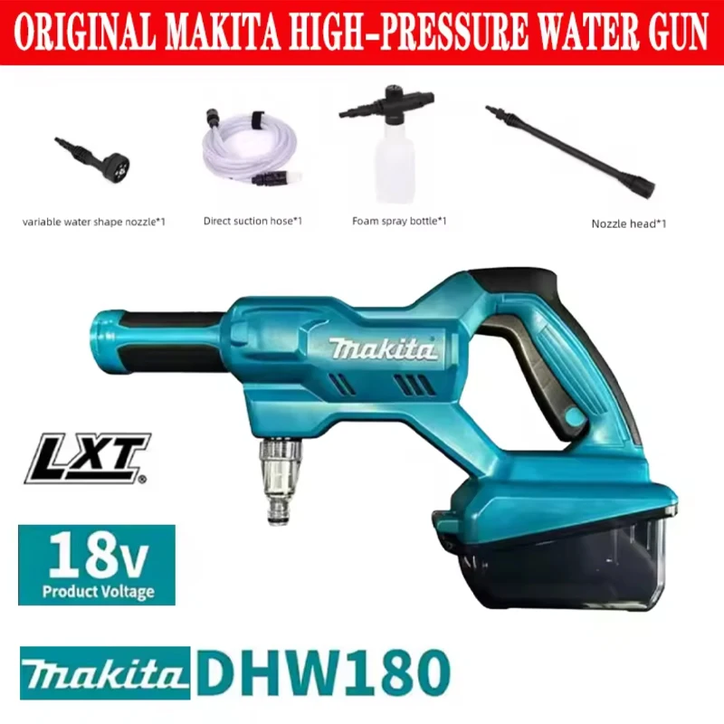 Original Makita 18V Lithium-Akku Tragbarer Kabelloser Hochdruckreiniger Autowaschpistole mit 5 Modi für Outdoor Camping Garten 18V Makita