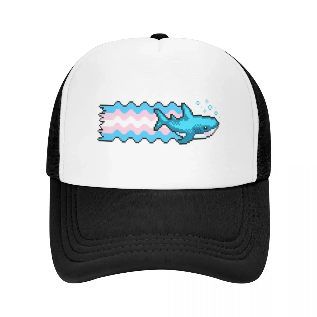 Blahaj Blue Shark Pride Pixel Art Camping Mesh Baseball Caps For Womens High-end Male Beach Sunscreen Hats Hip Hop Trucker Cap