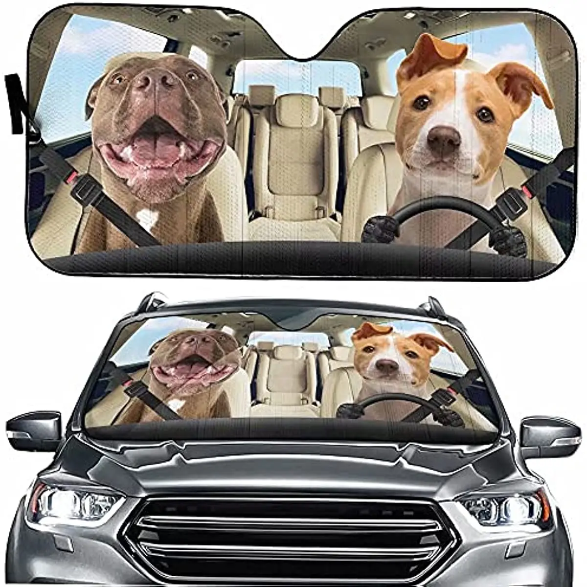 

Tup Funny Dog Red Nose Pitbull Auto Sun Shade Cover Protector Window,Windshield Sunshade,Custom Sunshade,Auto Shade,Auto Front W